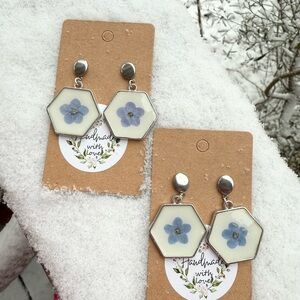 Handmade Hexagon Floral Earrings